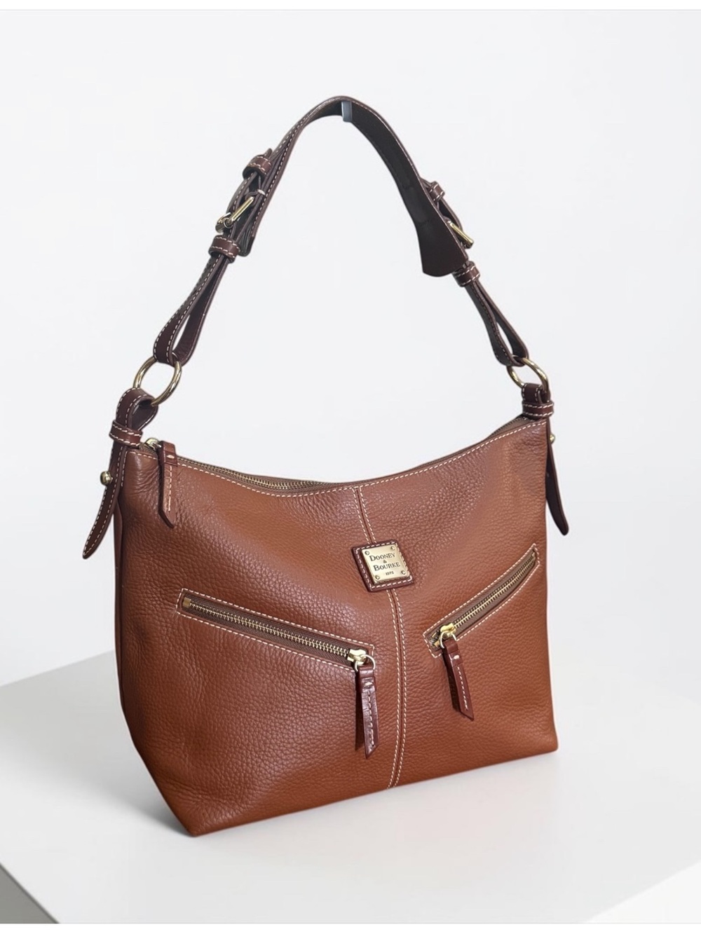 Authenticated Dooney & Bourke Brown Pebbled Leather Hobo Bag! COA! EUC! - Picture 3 of 15
